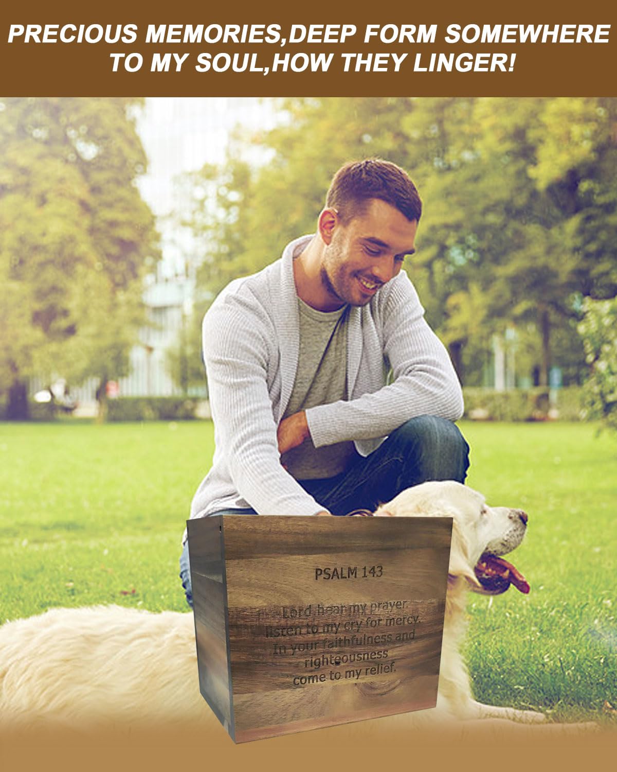 ABLEELBA Urna de Mascotas de Madera de Acacia Acabado - Imagen 6