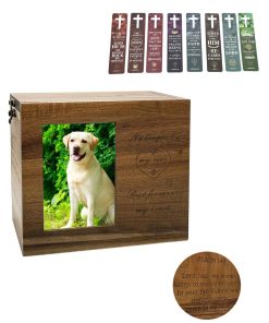 ABLEELBA Urna de Mascotas de Madera de Acacia Acabado