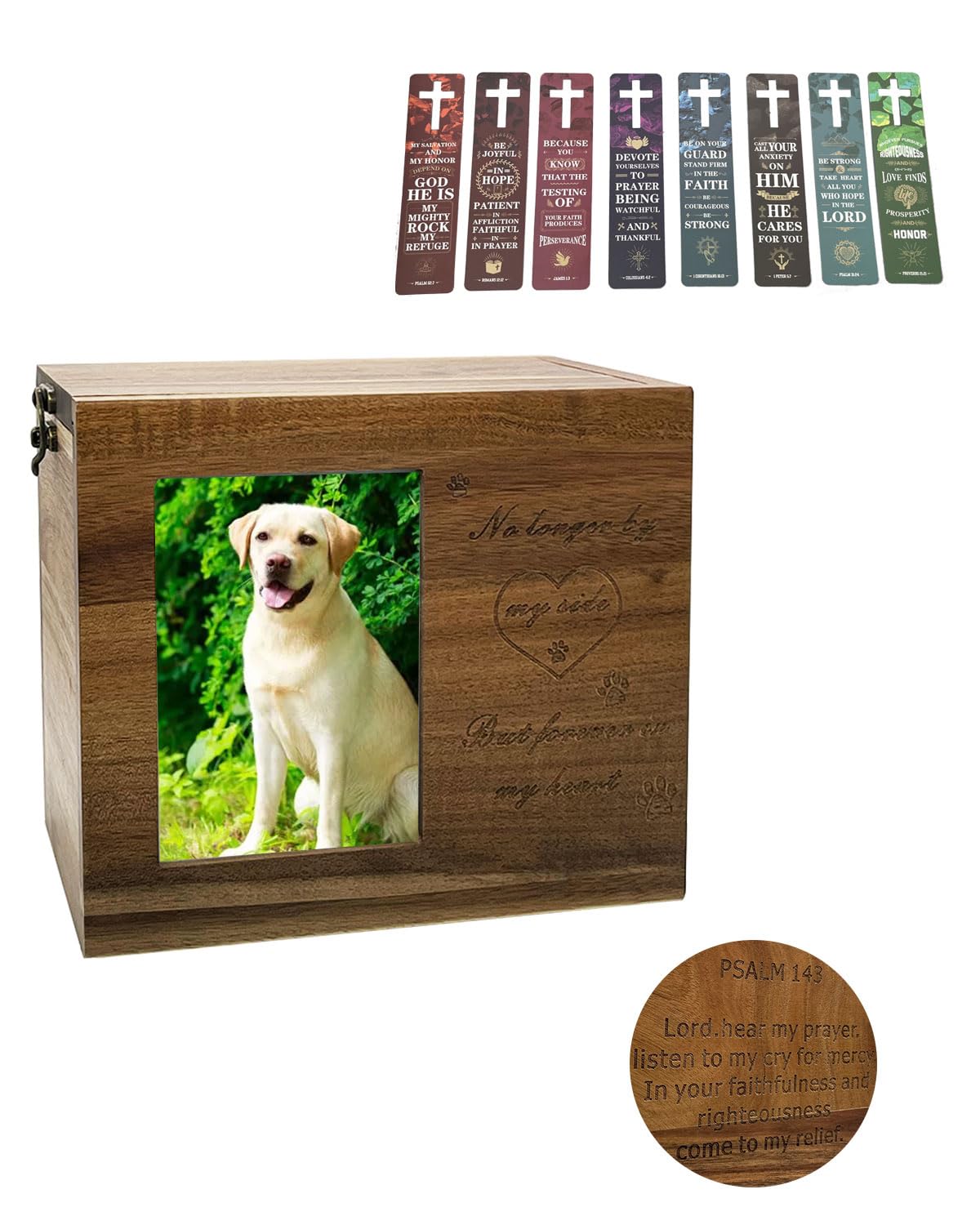 ABLEELBA Urna de Mascotas de Madera de Acacia Acabado