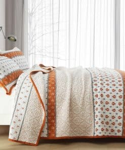 Juego de Edredón Floral Queen Naranja 100% Algodón para