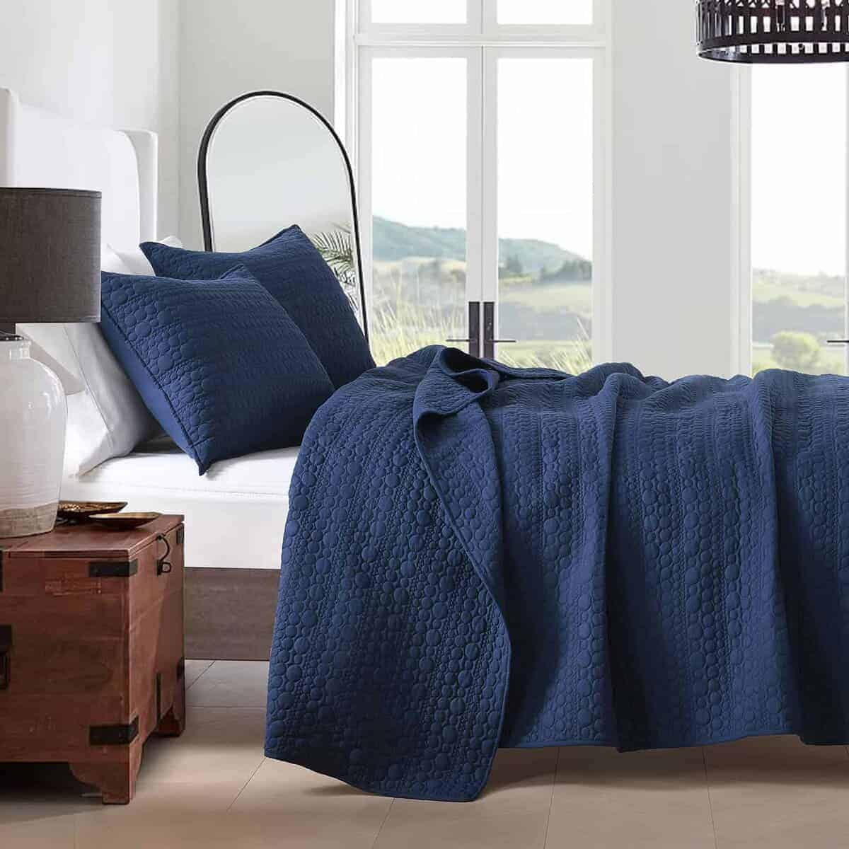 Juego de Colcha HORIMOTE HOME Tamaño King Azul Marino,