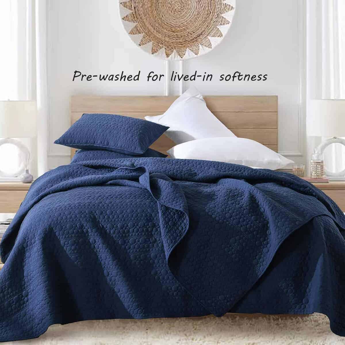Juego de Colcha HORIMOTE HOME Tamaño King Azul Marino, - Imagen 3
