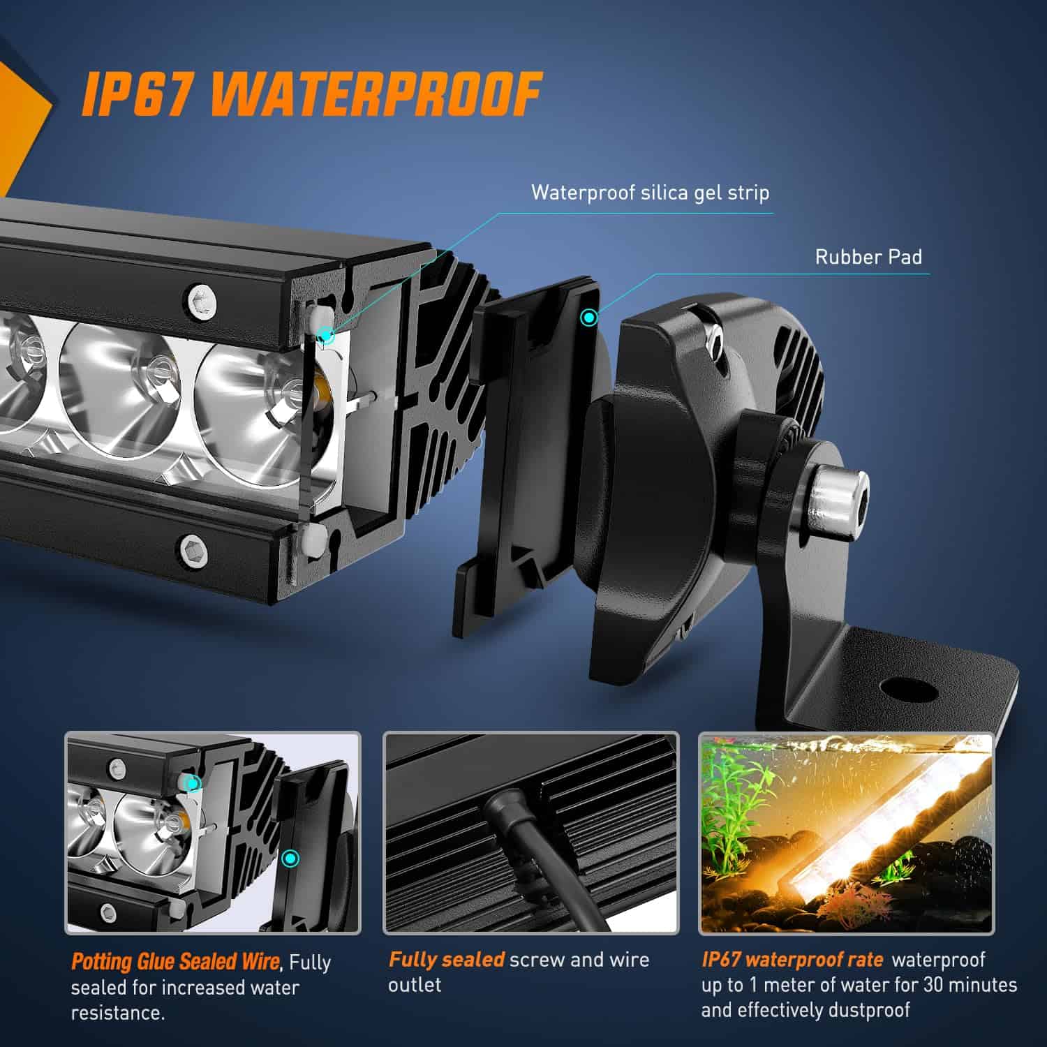 Barra de luz LED Nilight Ámbar 51 pulgadas 250W Super Slim - Imagen 5