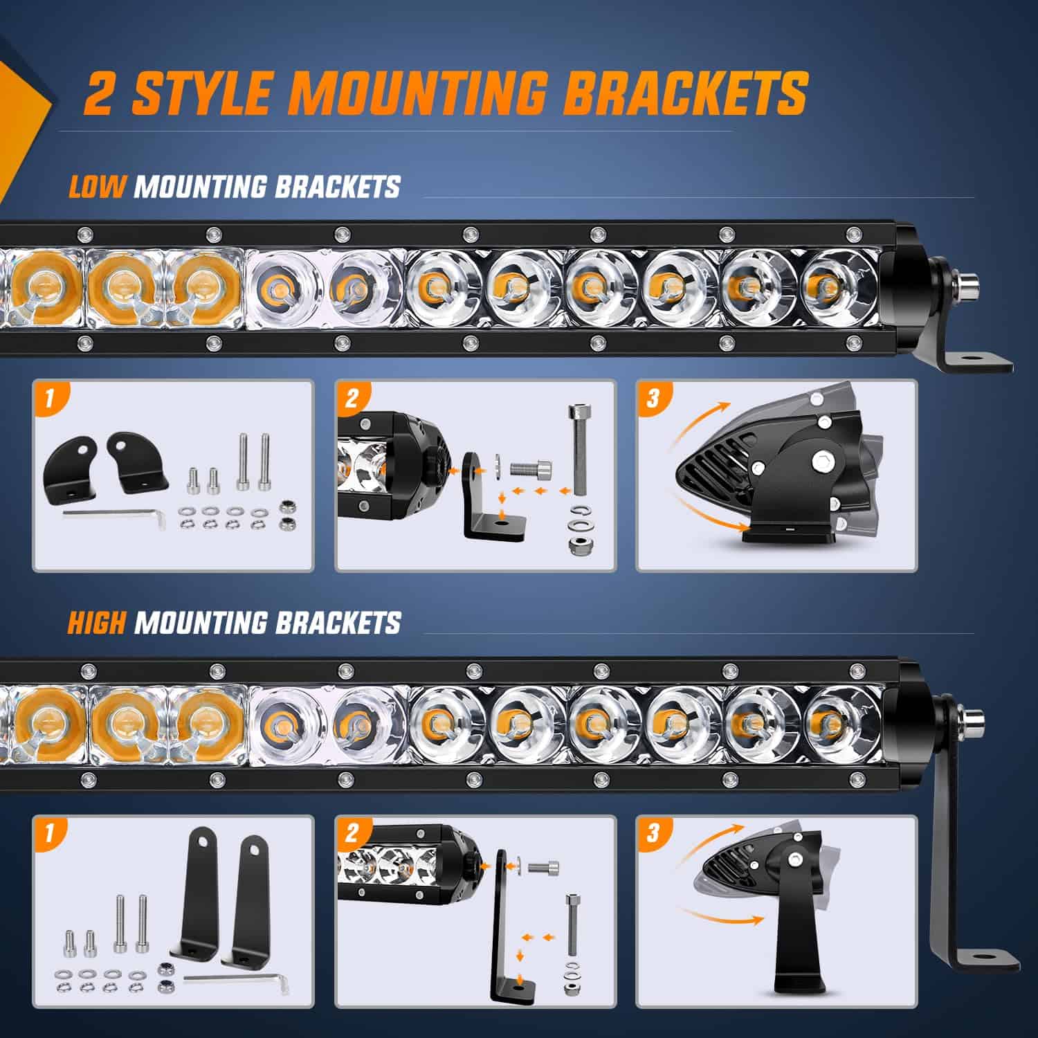 Barra de luz LED Nilight Ámbar 51 pulgadas 250W Super Slim - Imagen 6