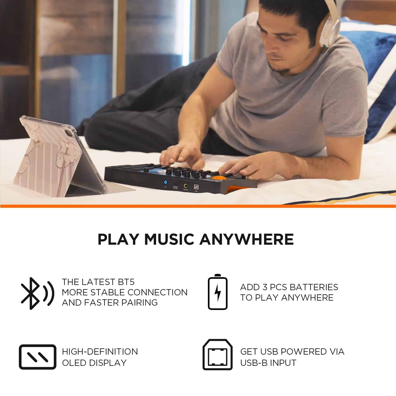 Controlador de Teclado MIDI Bluetooth de 25 Teclas HXW, con - Imagen 4