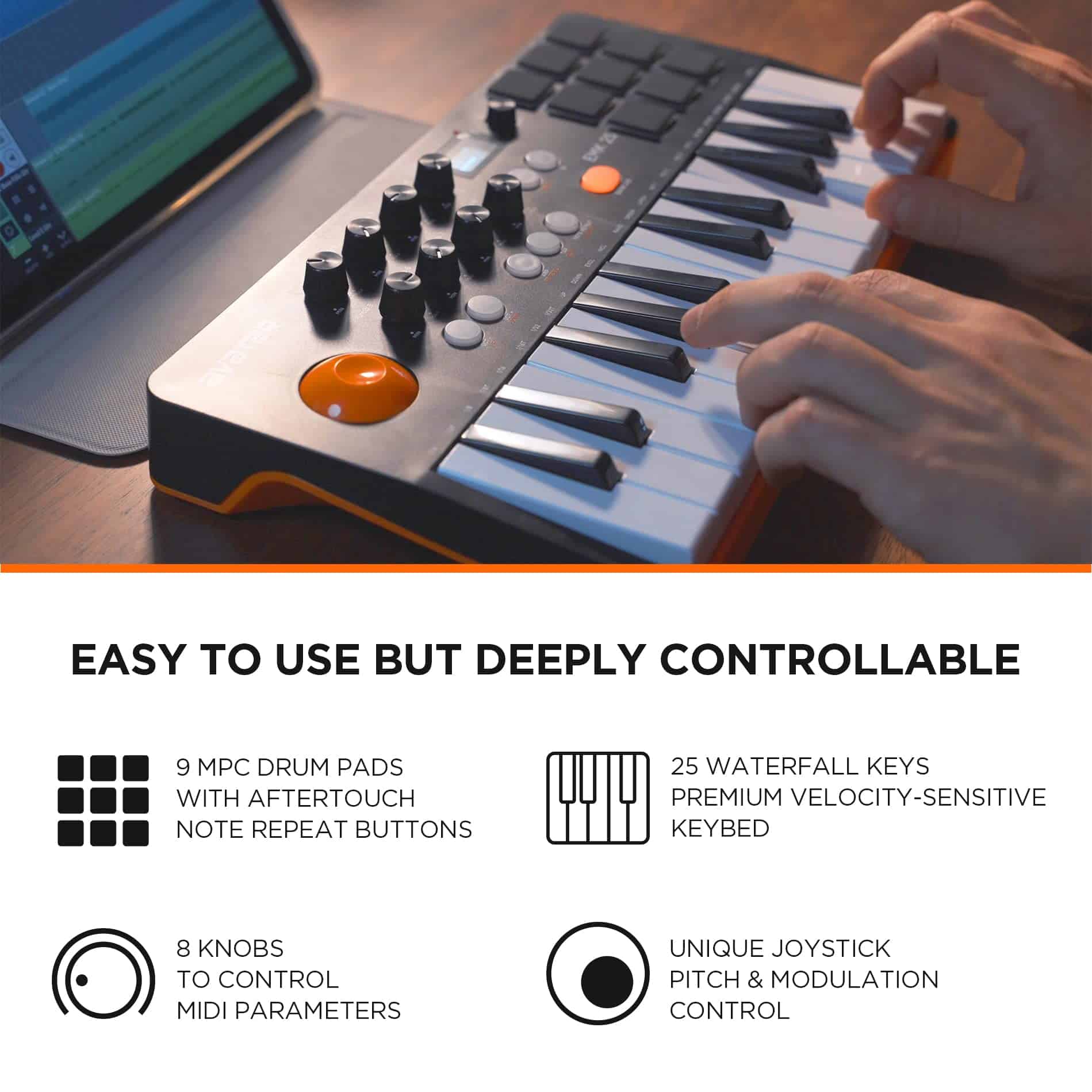 Controlador de Teclado MIDI Bluetooth de 25 Teclas HXW, con - Imagen 3