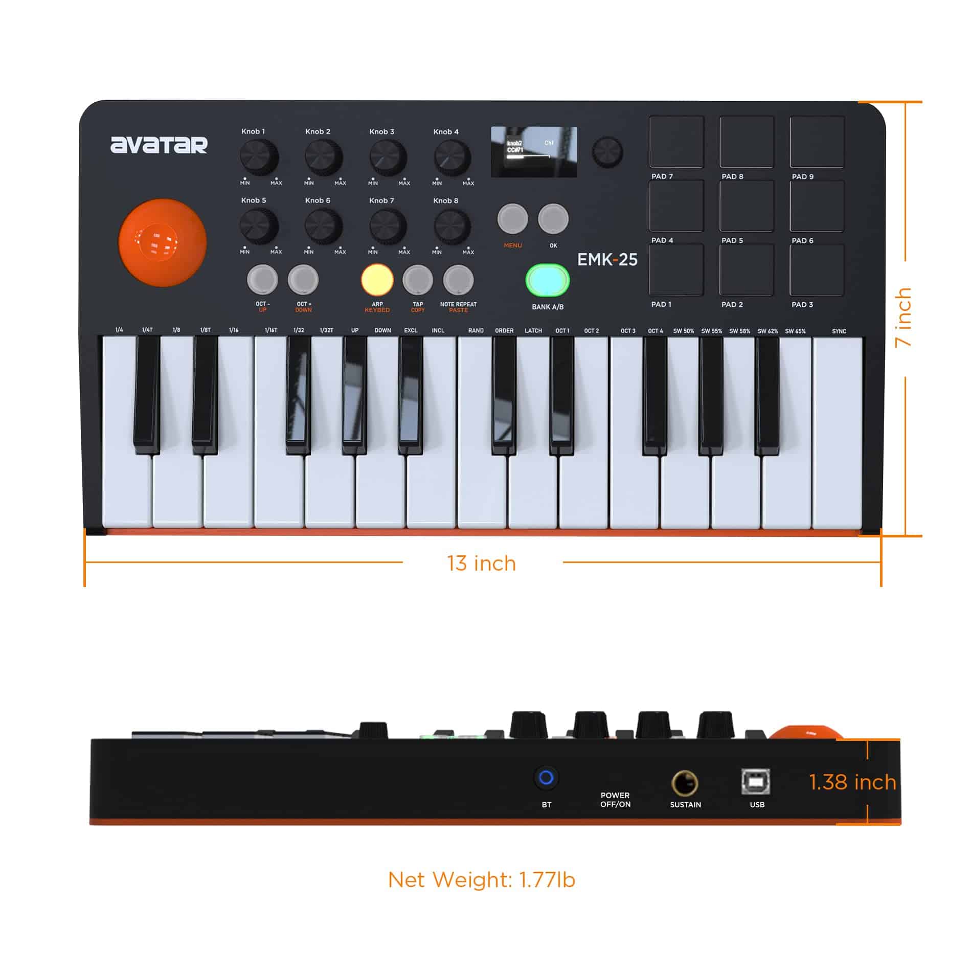 Controlador de Teclado MIDI Bluetooth de 25 Teclas HXW, con - Imagen 7