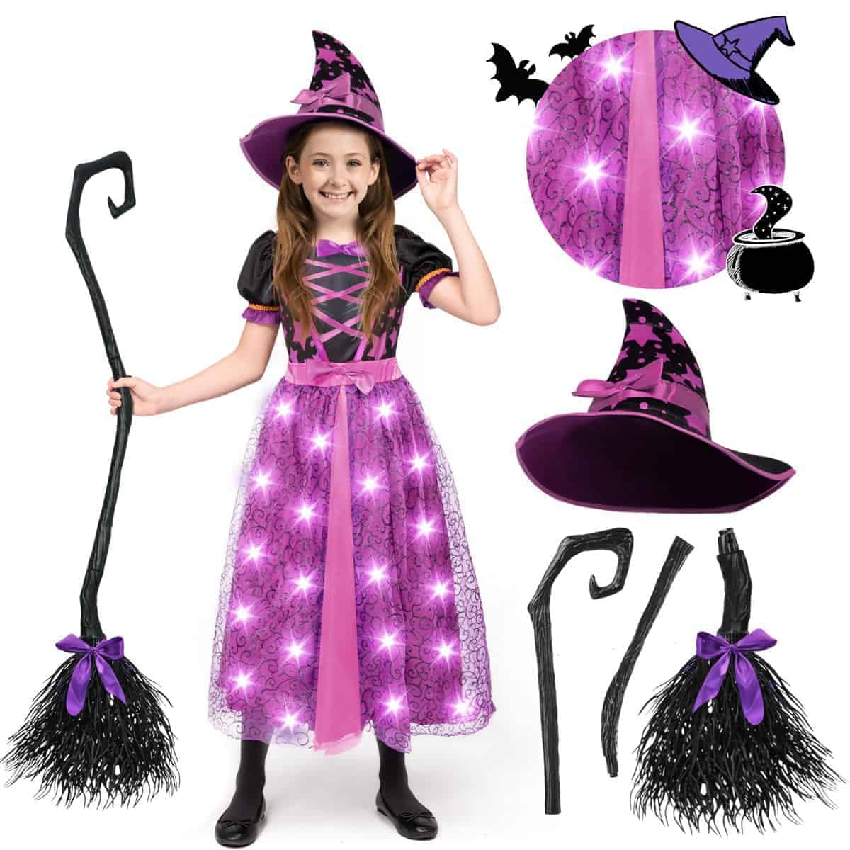 Disfraz de Bruja Espeluznante para Niñas, Disfraz de Bruja