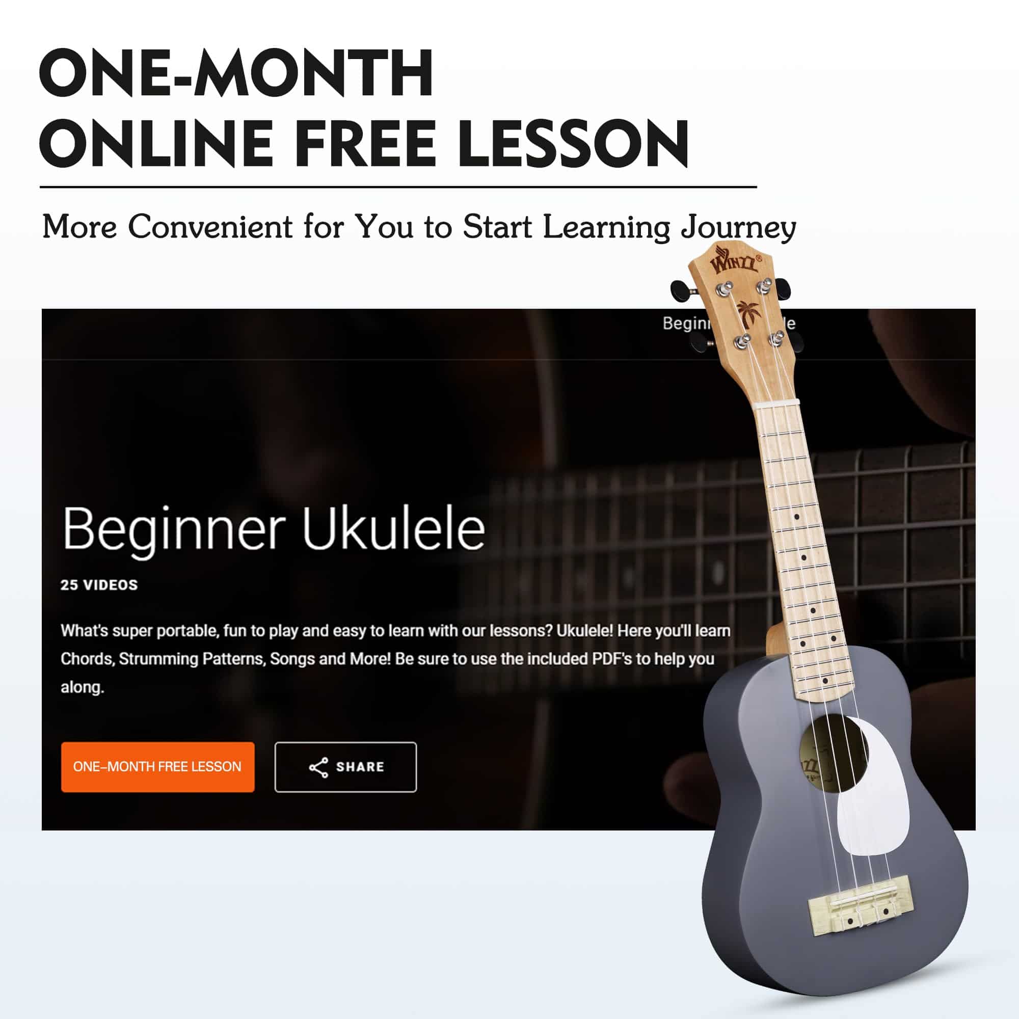 WINZZ Ukulele Soprano para Principiantes, 21 Pulgadas de - Imagen 7