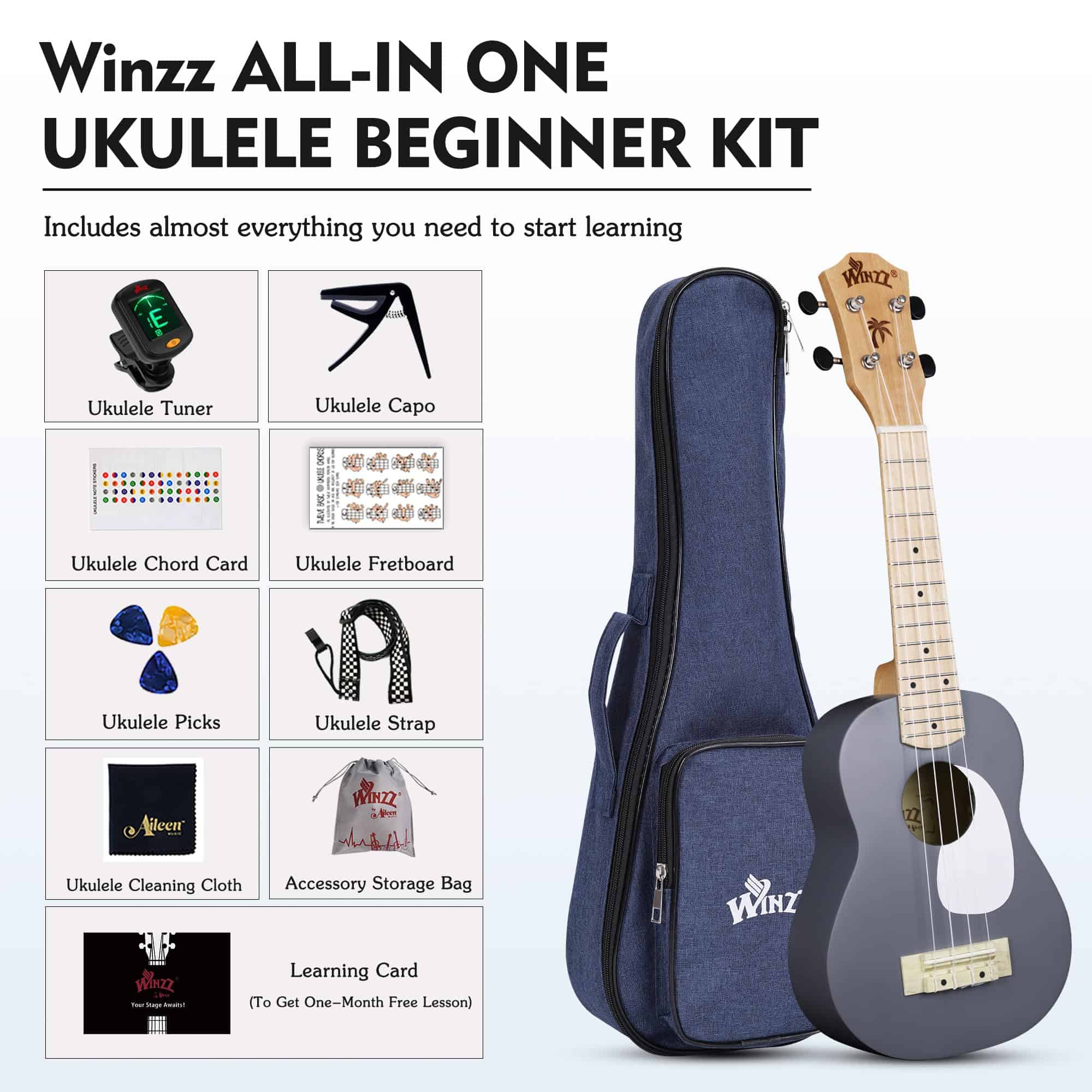 WINZZ Ukulele Soprano para Principiantes, 21 Pulgadas de - Imagen 8
