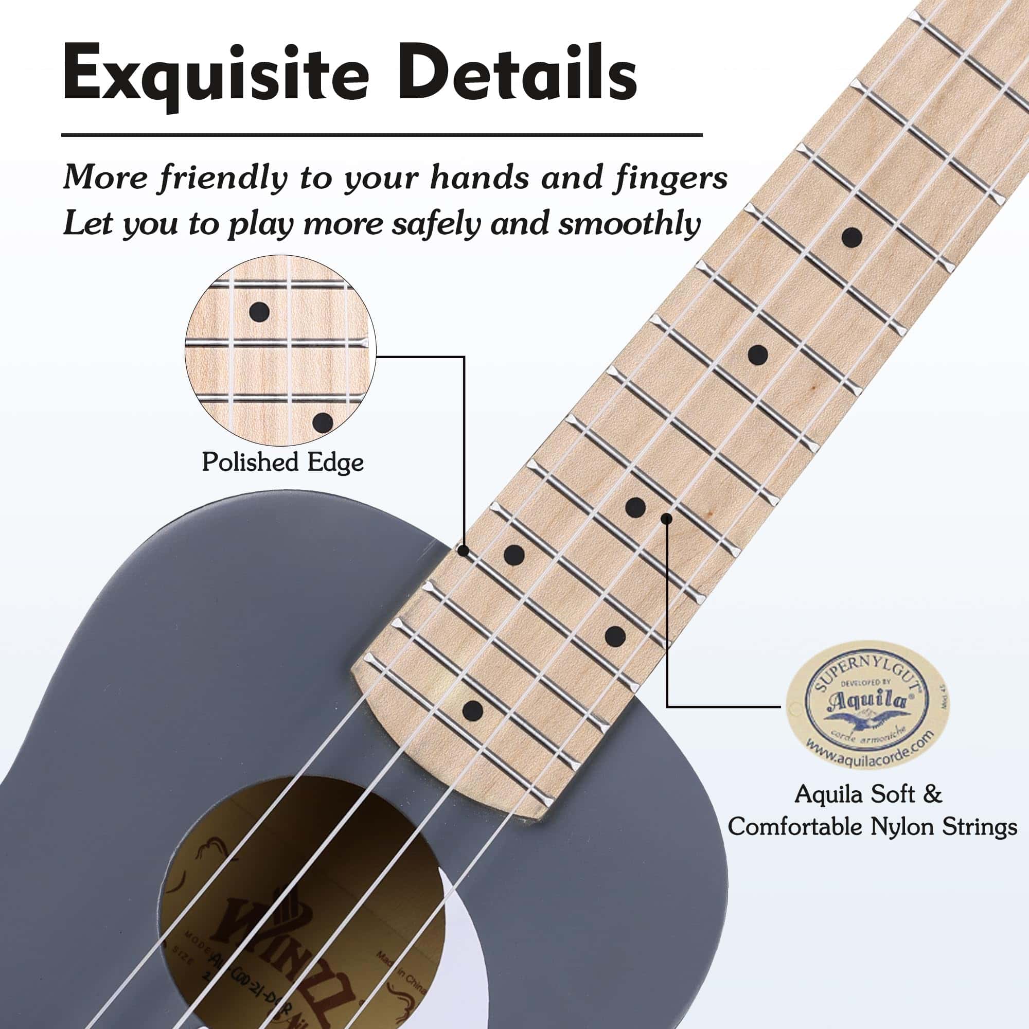 WINZZ Ukulele Soprano para Principiantes, 21 Pulgadas de - Imagen 4