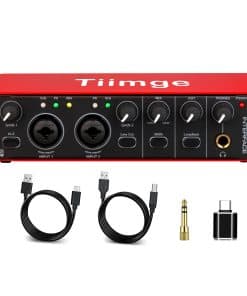 Interfaz de Audio USB Tiimge 2x2 para PC, con Phantom Power