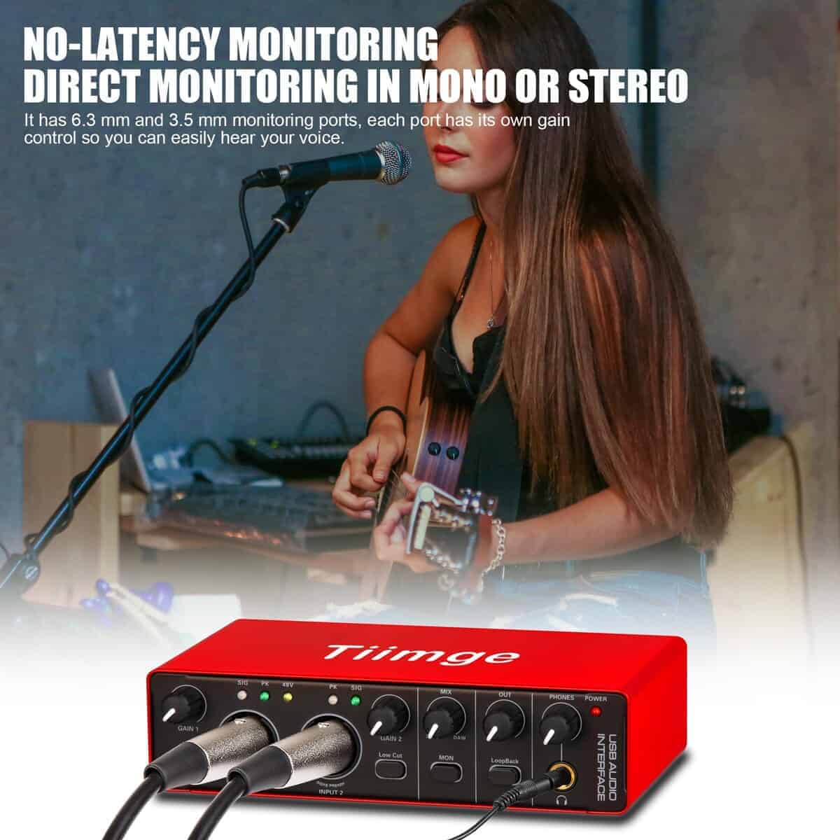 Interfaz de Audio USB Tiimge 2x2 para PC, con Phantom Power - Imagen 4