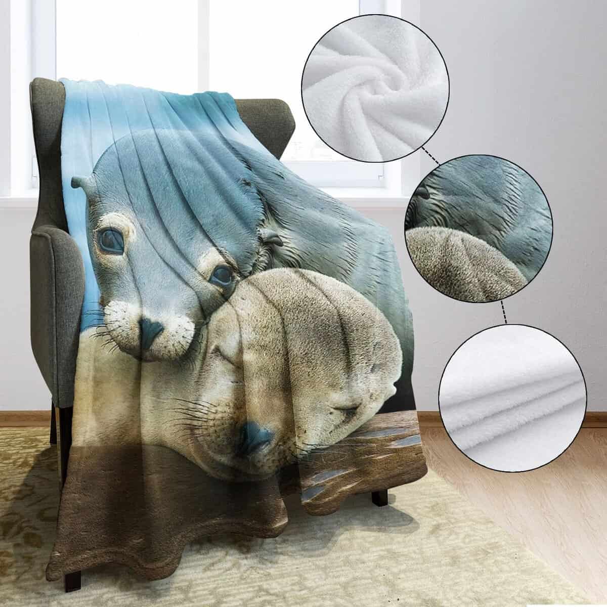 Manta de Leones Marinos Rstick de Animales Marinos Lindos - Imagen 5