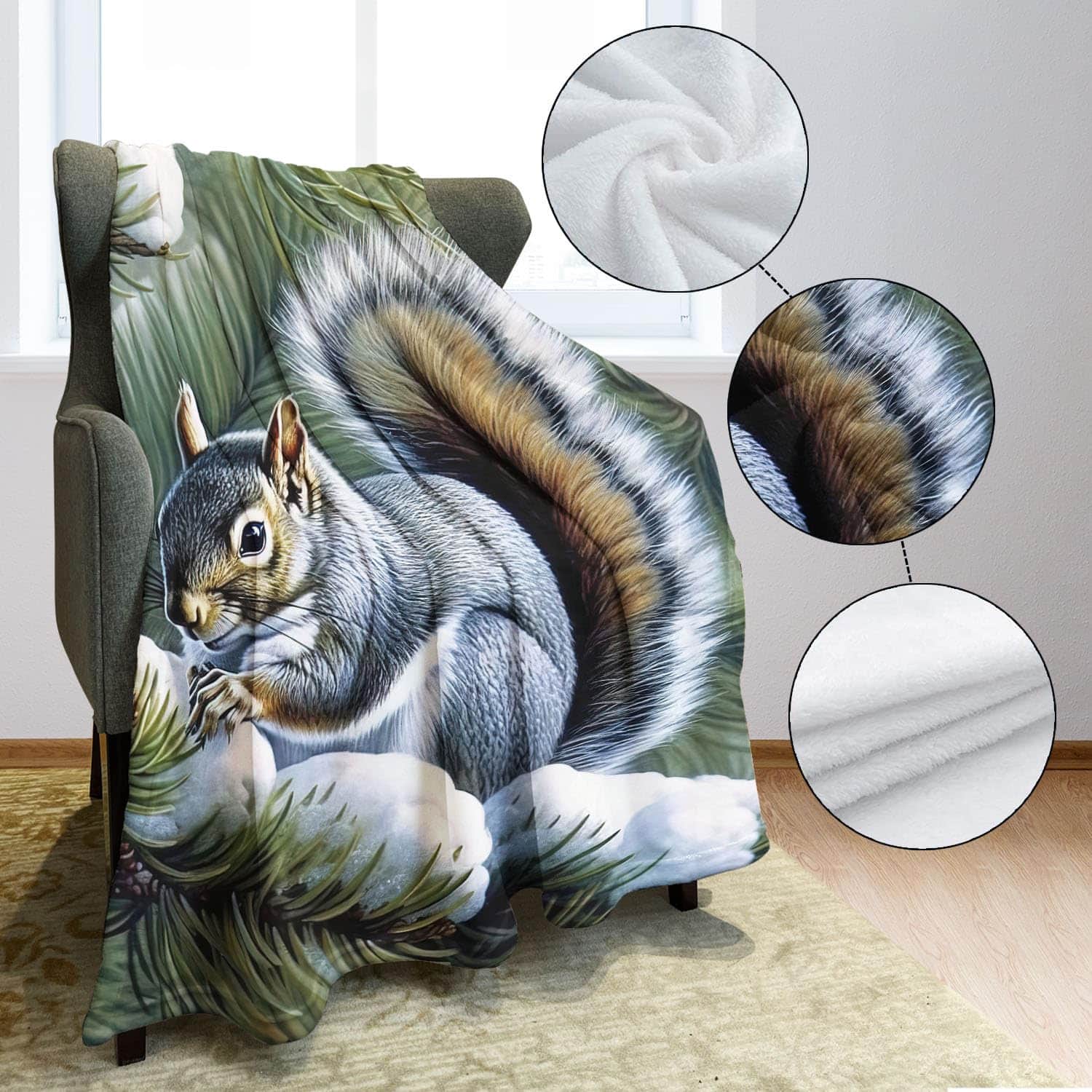 Manta de Ardilla Rstick Manta de Felpa Suave y Esponjosa - Imagen 5