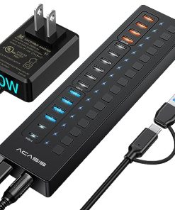 Concentrador USB alimentado, ACASIS 16 puertos 60W