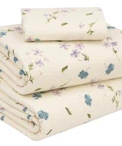 Juego de Sábanas de Franela RUVANTI Tamaño -Crema con Estamp