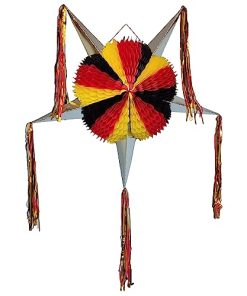Piñata grande con forma de estrella de 5 puntas negra, roja