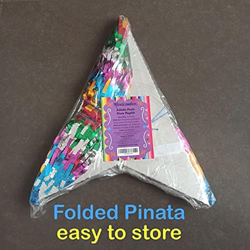 Piñata grande con forma de estrella de 5 puntas negra, roja - Imagen 7