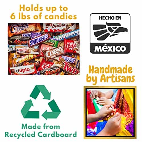 Piñata grande con forma de estrella de 5 puntas negra, roja - Imagen 5