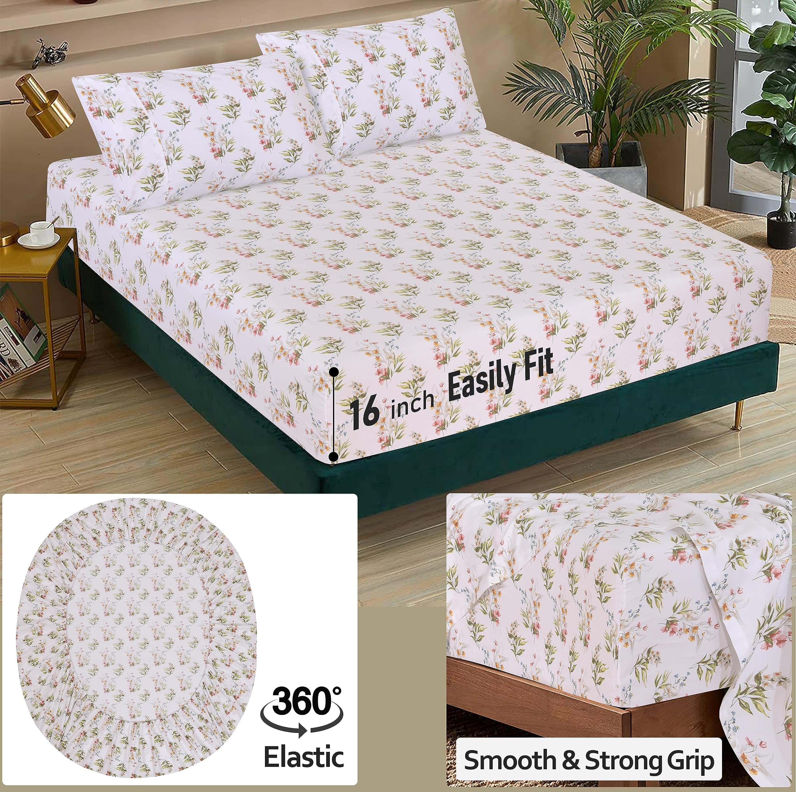 Juego de sábanas RUVANTI 100% algodón para cama -Alegría Flo - Imagen 6