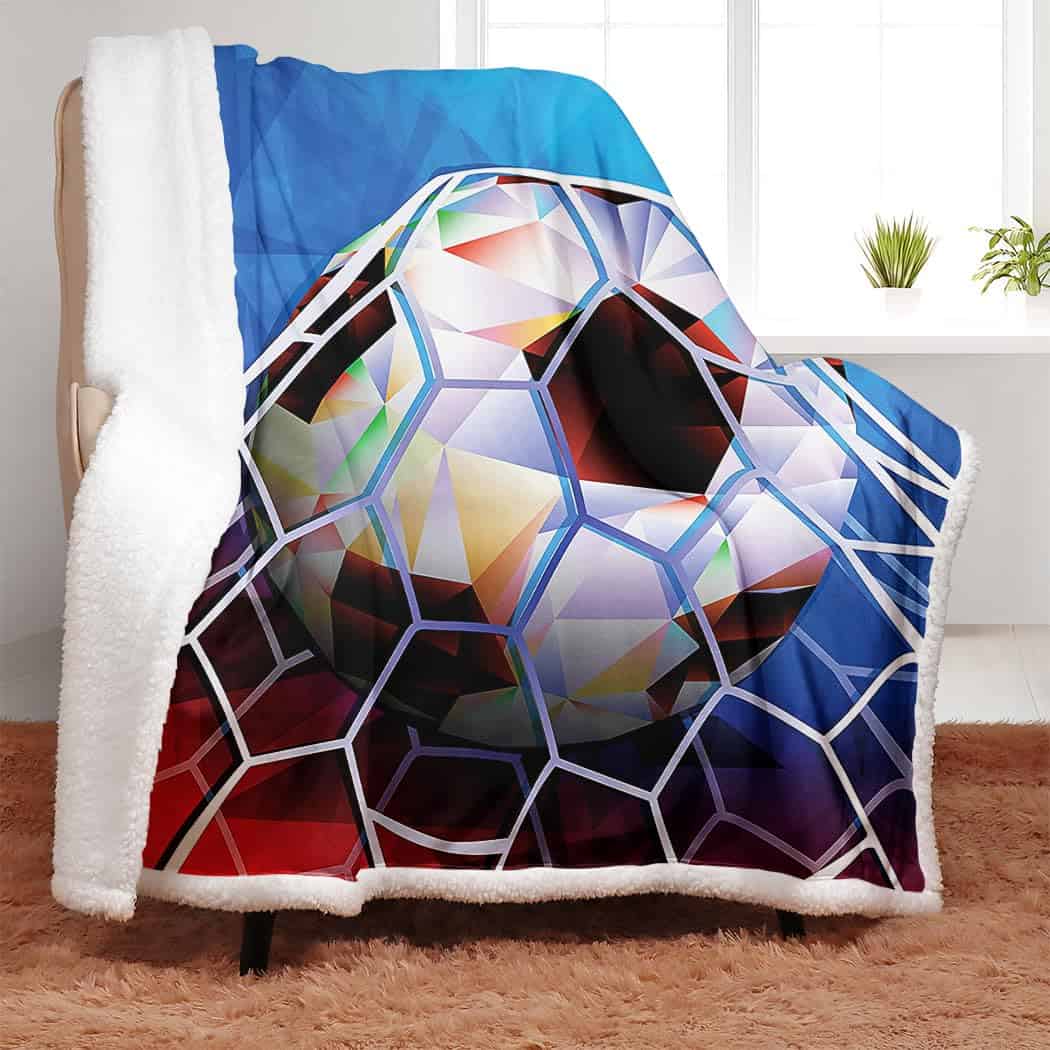 Manta de fútbol sherpa colorida YISUEMEI, suave y mullida - Imagen 3