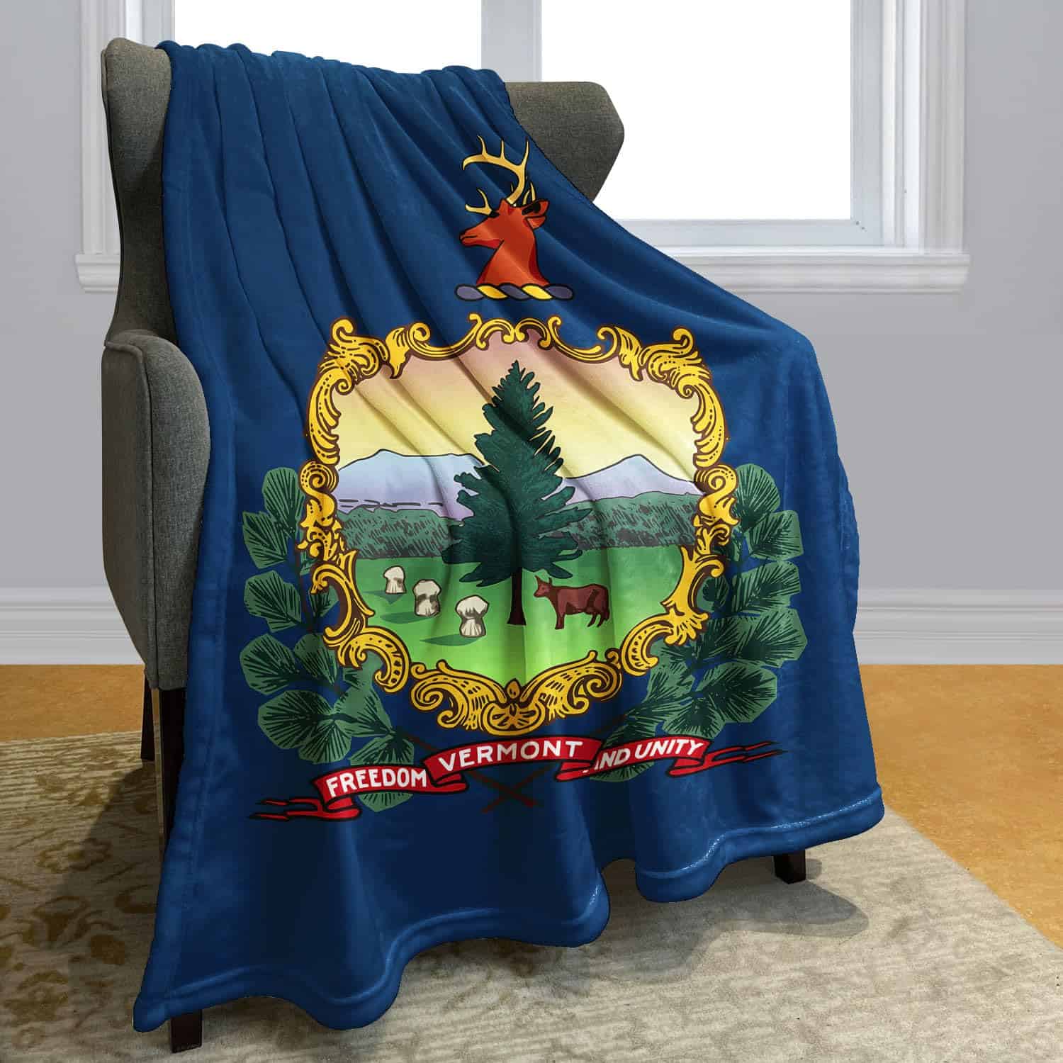 Manta de Felpa de la Bandera de Vermont, Estados Unidos, - Imagen 3