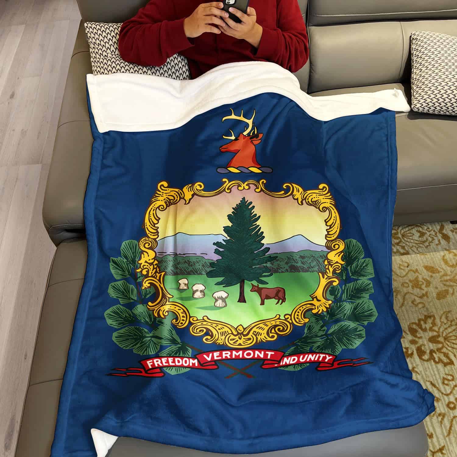 Manta de Felpa de la Bandera de Vermont, Estados Unidos, - Imagen 5