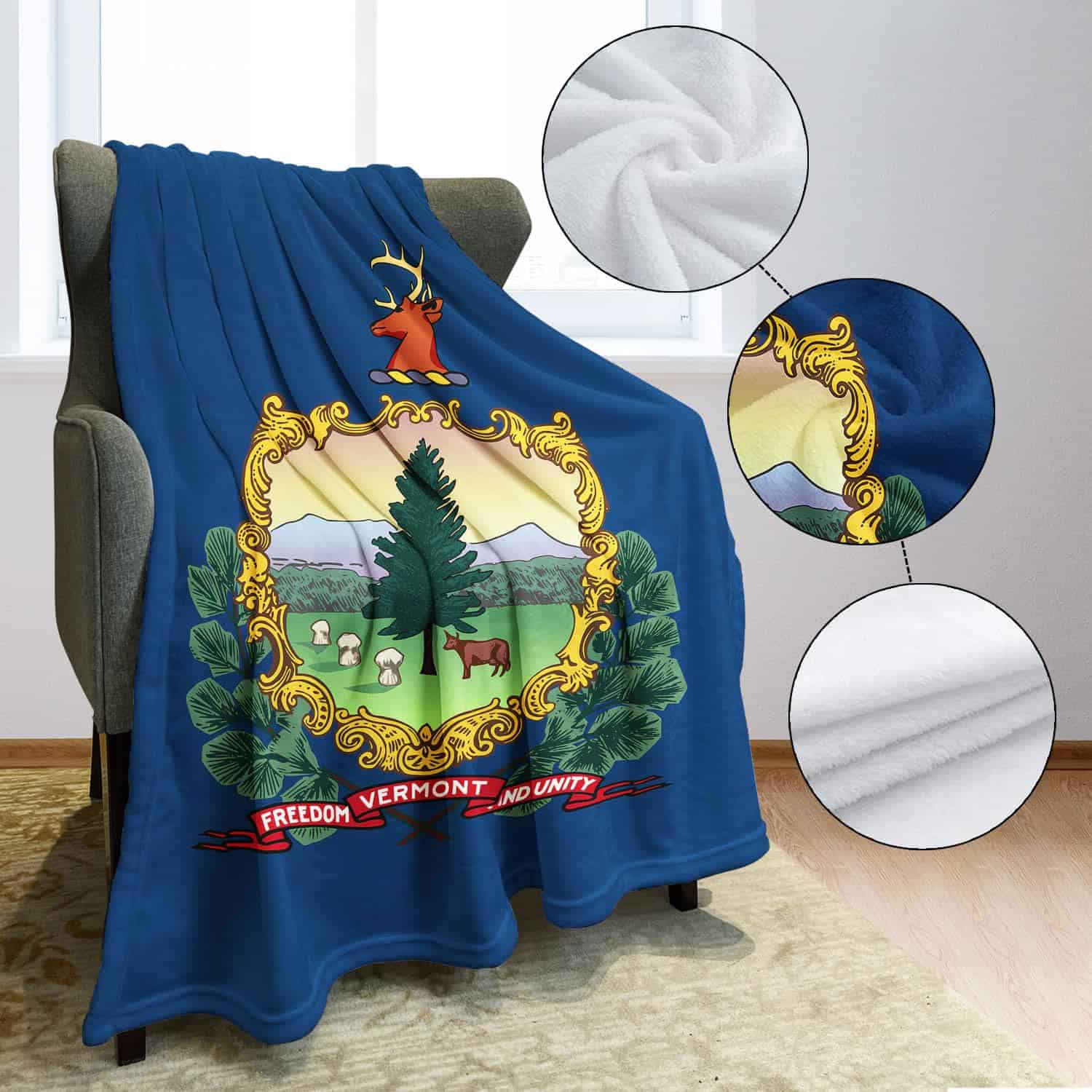 Manta de Felpa de la Bandera de Vermont, Estados Unidos, - Imagen 6
