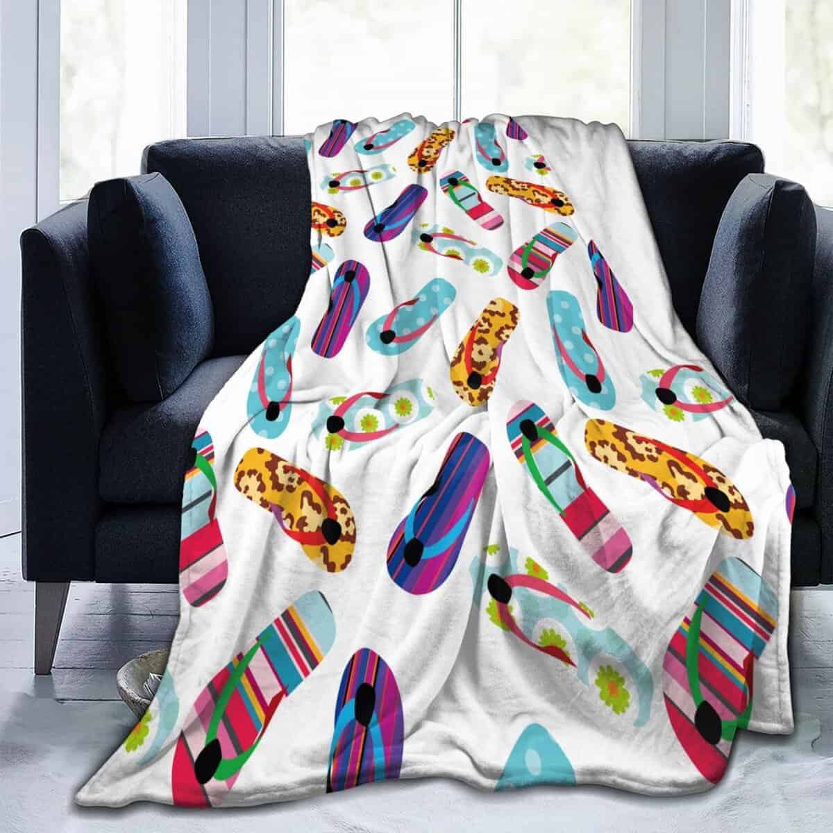 Manta de Franela ILEABEC Flip Flops - Suave Manta de Viaje