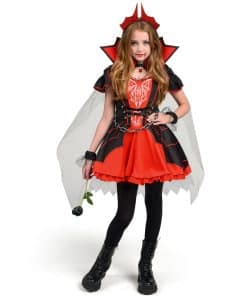 Disfraz de Vampira para Niñas de Halloween, Vestido Rojo