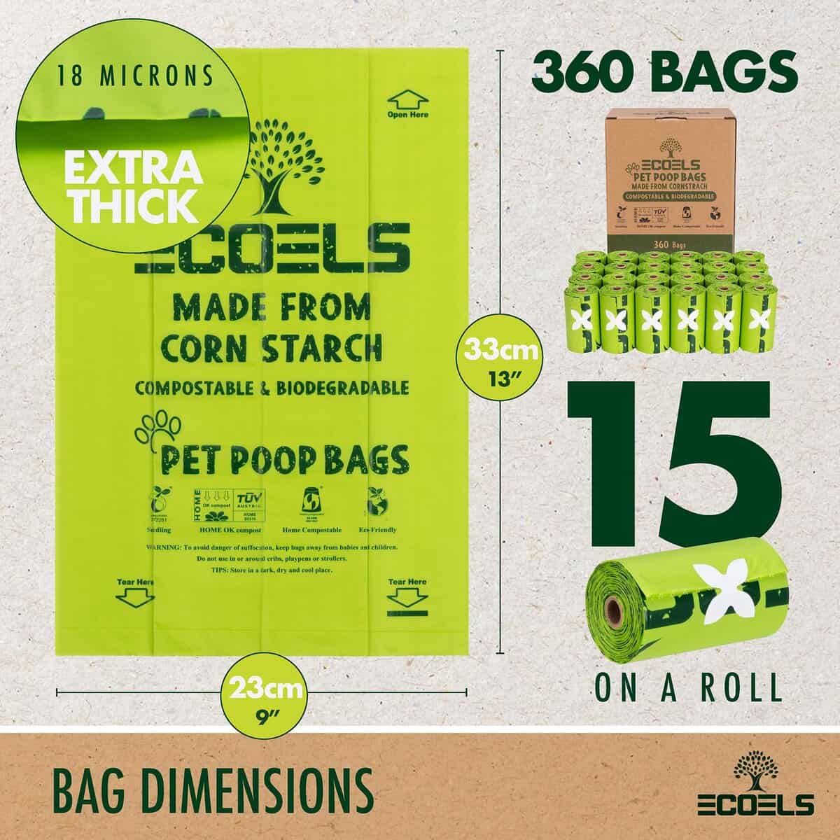 ECOELS 360 Bolsas para excremento de perro 100% - Imagen 5