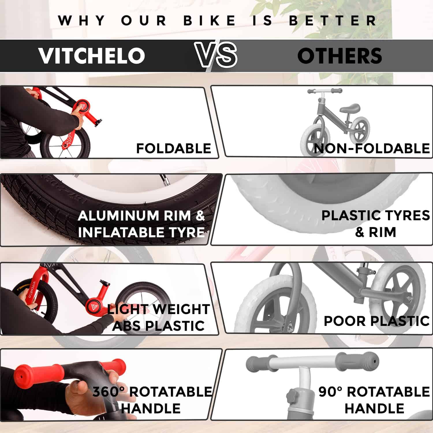 Bicicleta de Equilibrio para Niños Vitchelo 12", Bicicleta - Imagen 3