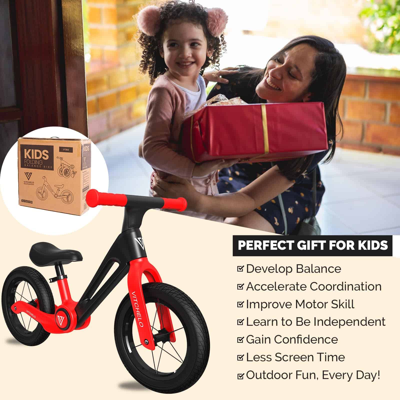 Bicicleta de Equilibrio para Niños Vitchelo 12", Bicicleta - Imagen 4