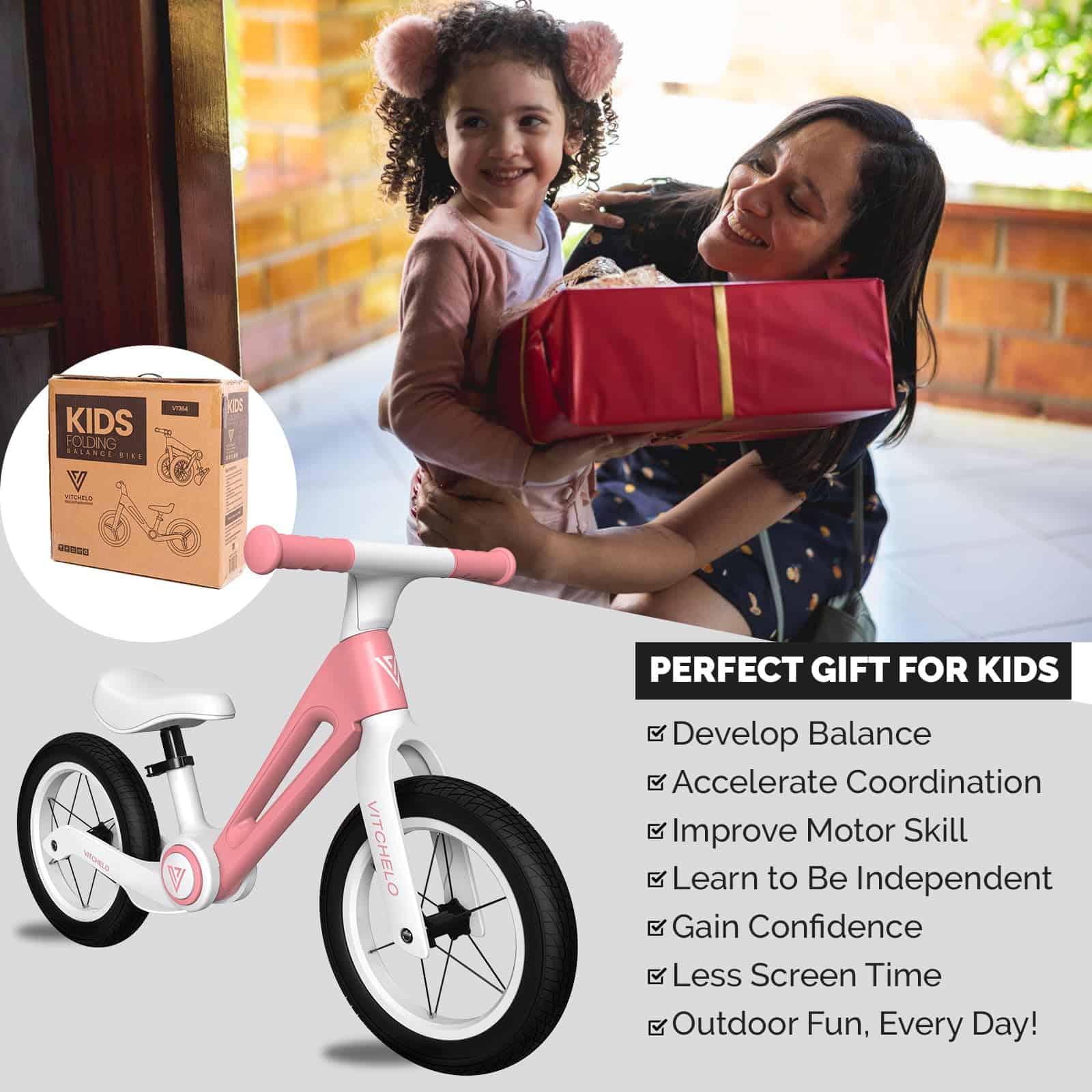 Bicicleta de Equilibrio plegable para niños Vitchelo de 12 - Imagen 4