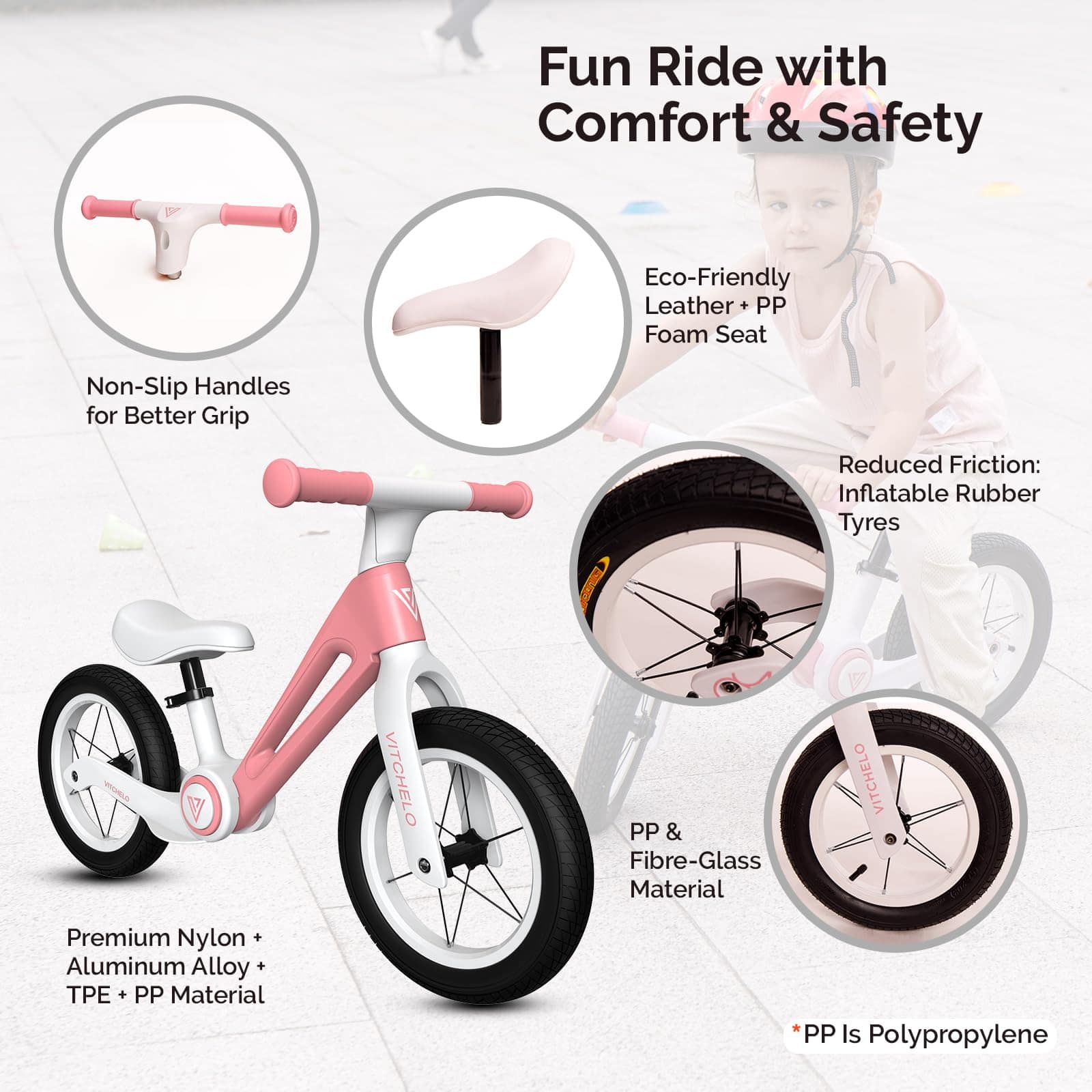 Bicicleta de Equilibrio plegable para niños Vitchelo de 12 - Imagen 6