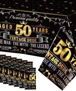 12 Paquetes de Manteles de Plástico Vintage 50 Cumpleaños