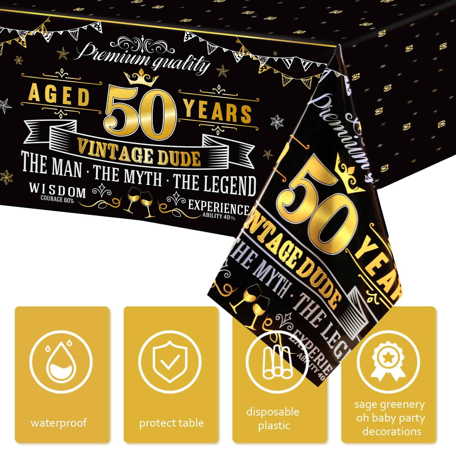 12 Paquetes de Manteles de Plástico Vintage 50 Cumpleaños - Imagen 5