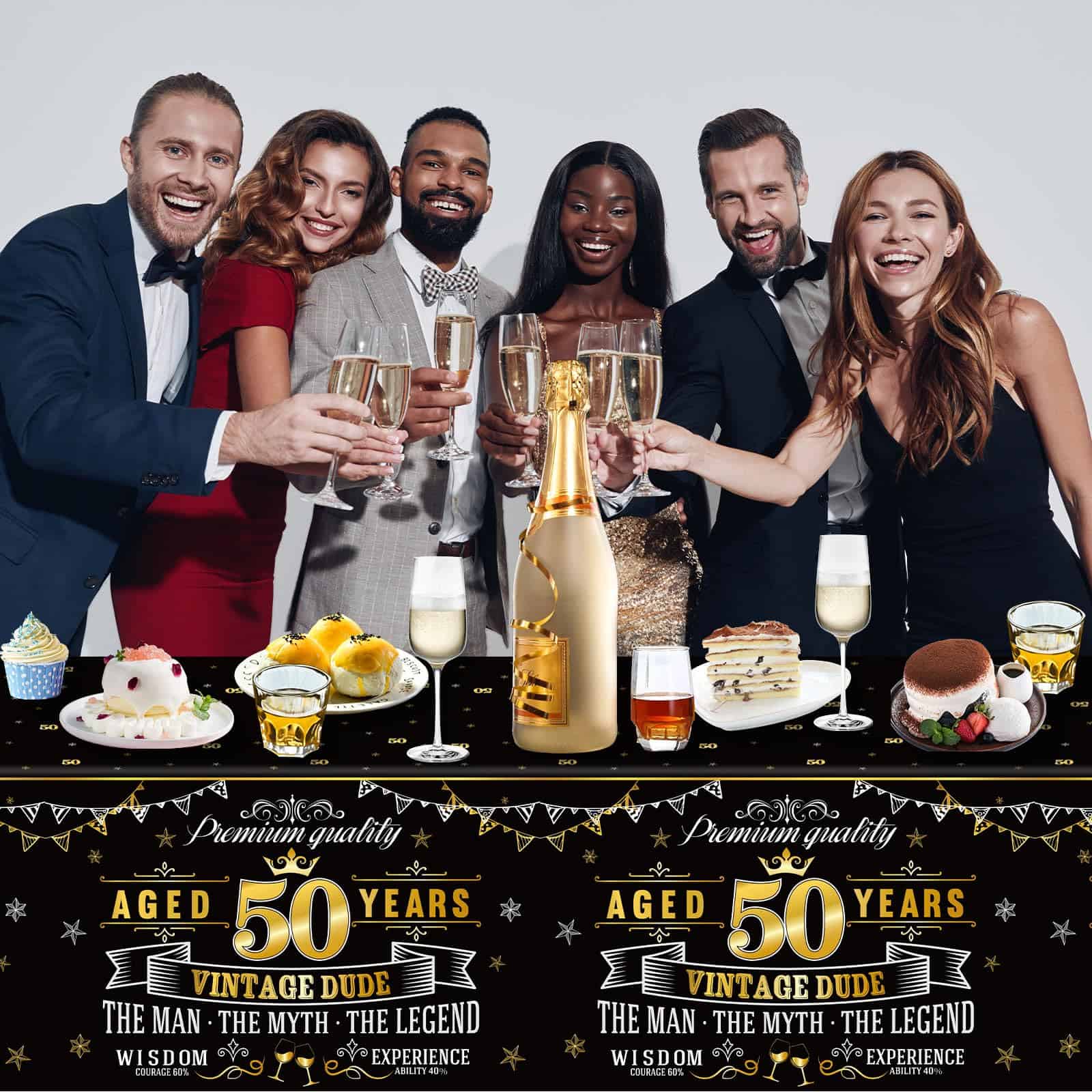 12 Paquetes de Manteles de Plástico Vintage 50 Cumpleaños - Imagen 7