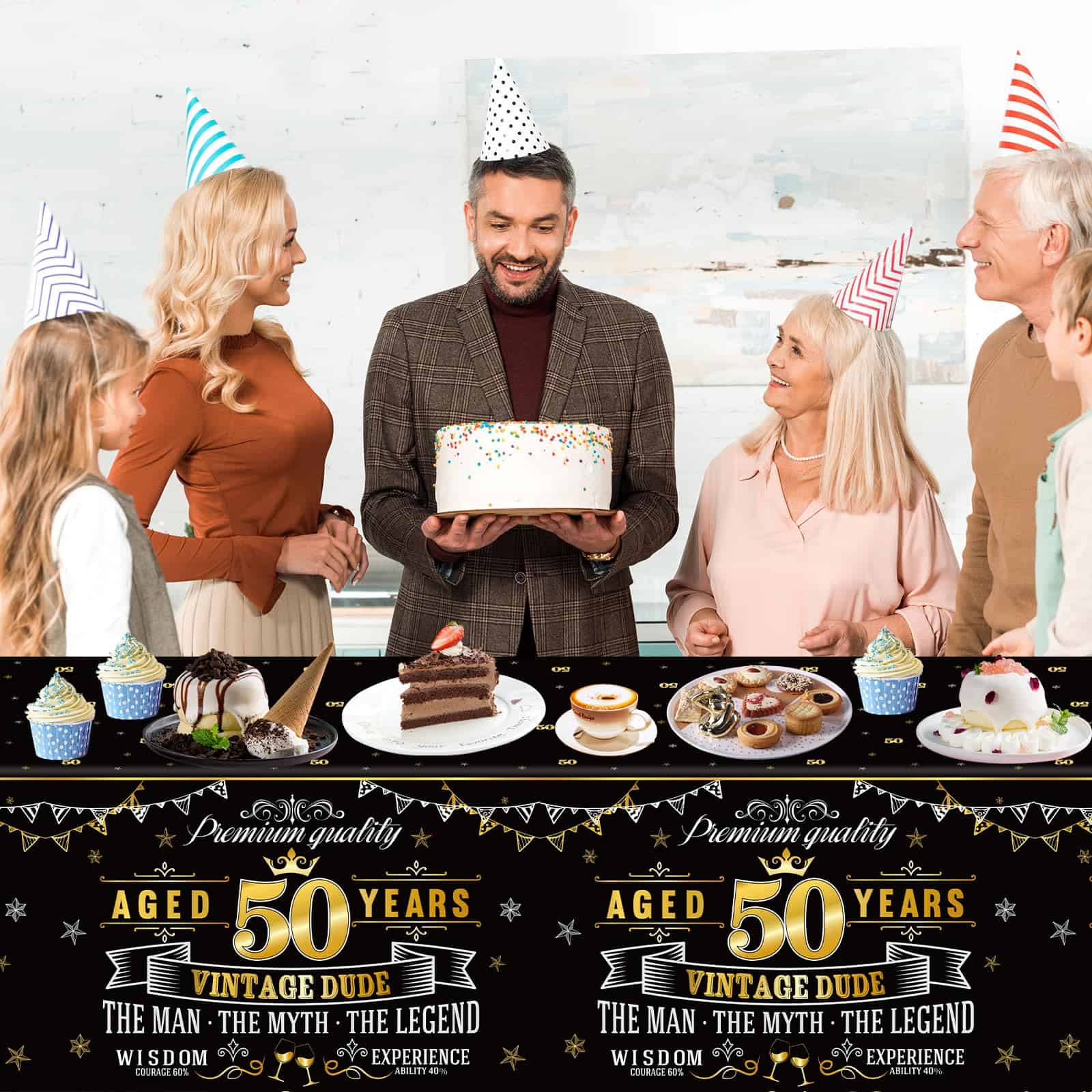 12 Paquetes de Manteles de Plástico Vintage 50 Cumpleaños - Imagen 6