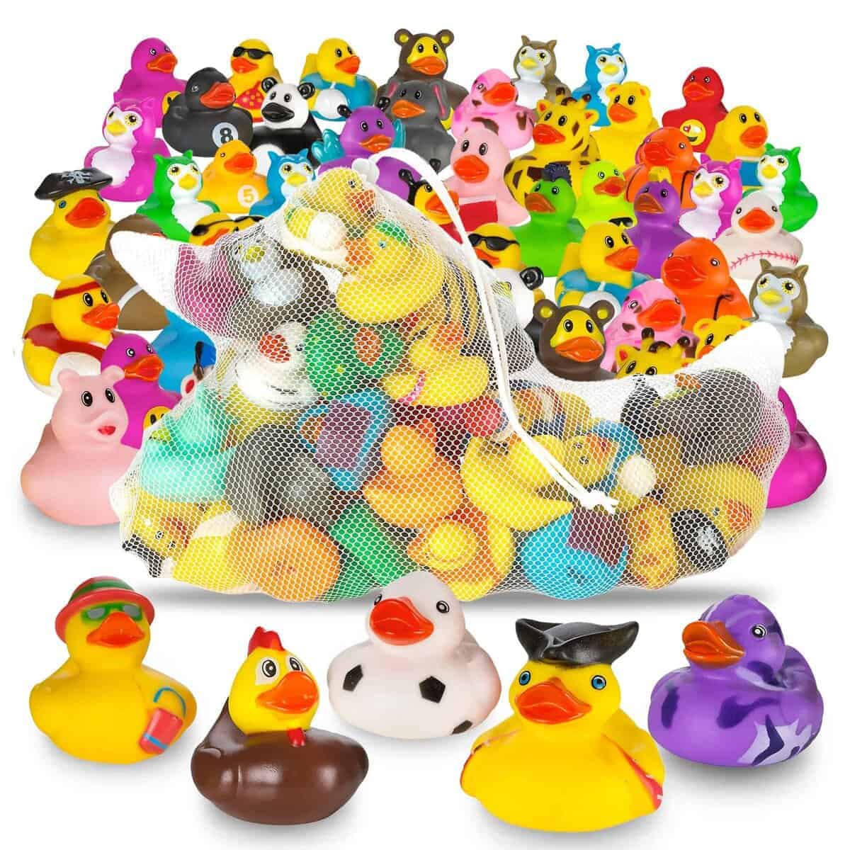 Pack de 100 Patitos de Hule Playbees en Varios Colores -