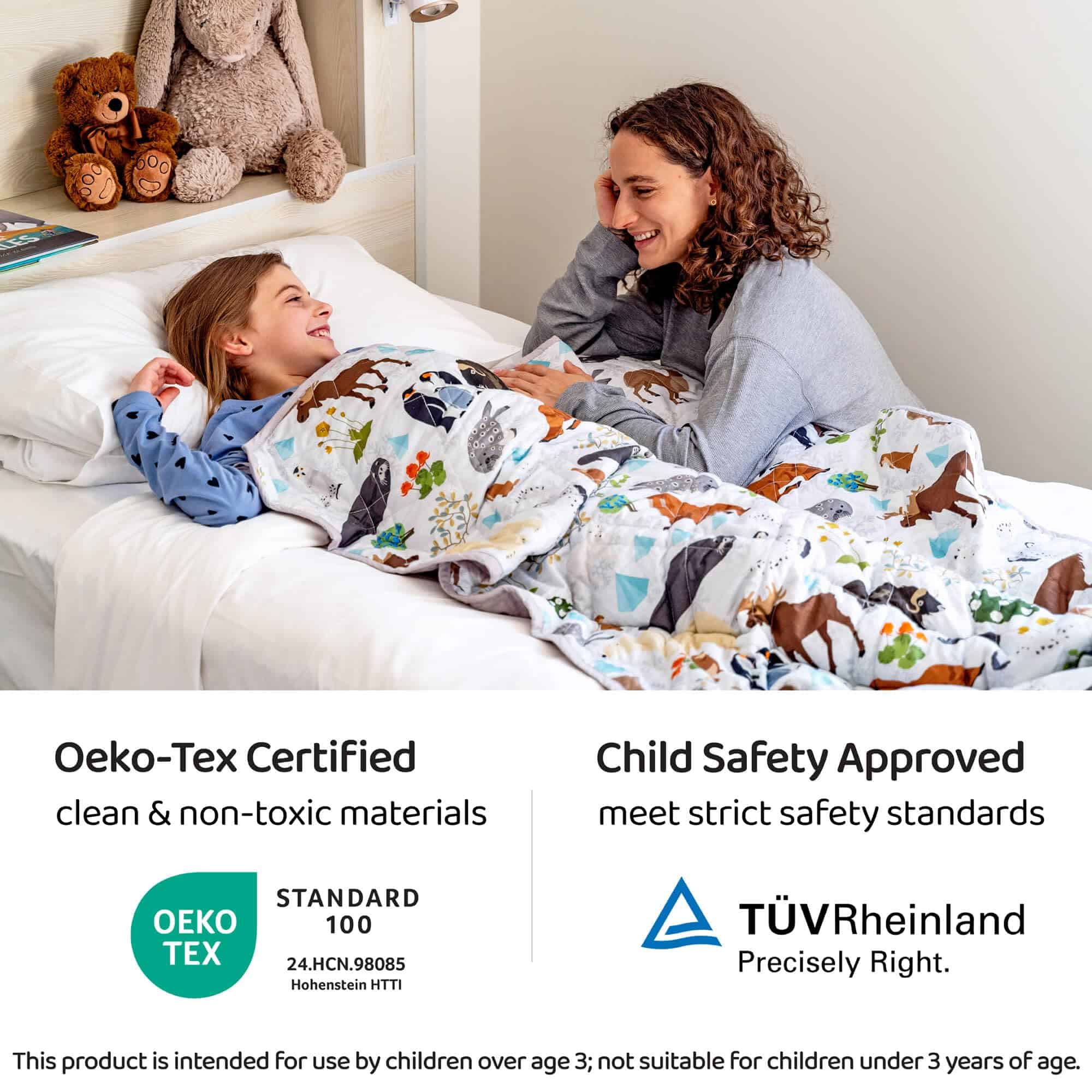 Manta ponderada para niños Aricove, 5 lb, -Gris/Animales de - Imagen 5