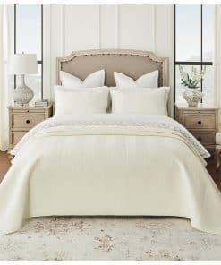 Colcha de Lujo de Puro Algodón Calla Angel -Marfil Chevron