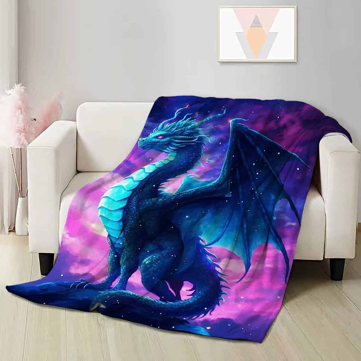 Manta de Dragón Azul Regalo para Mujer Hombre Niñas Niños - Imagen 3