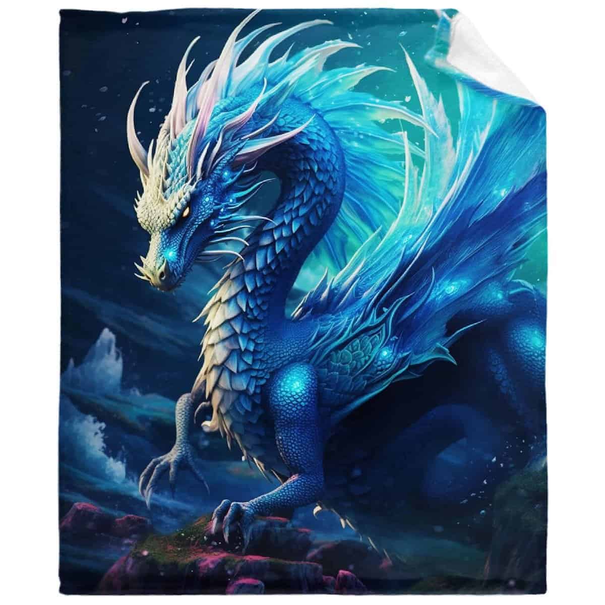 Manta de Dragón Azul Manta de Tiro de Dragón Regalo de