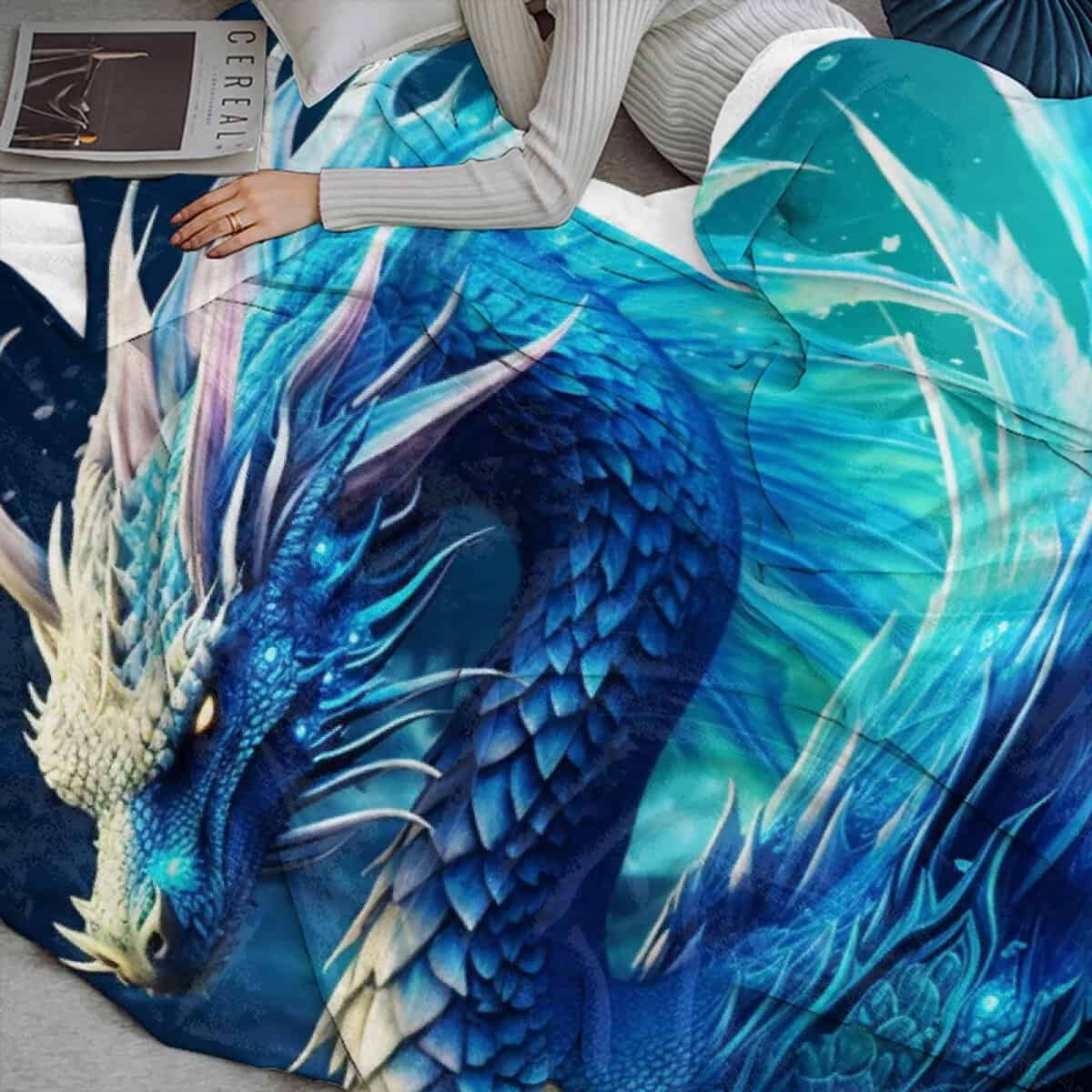Manta de Dragón Azul Manta de Tiro de Dragón Regalo de - Imagen 7