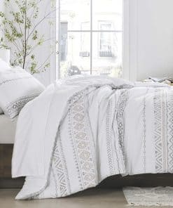 Juego de edredón Queen SahSahCasa, Juego de -Blanco/Carbón G