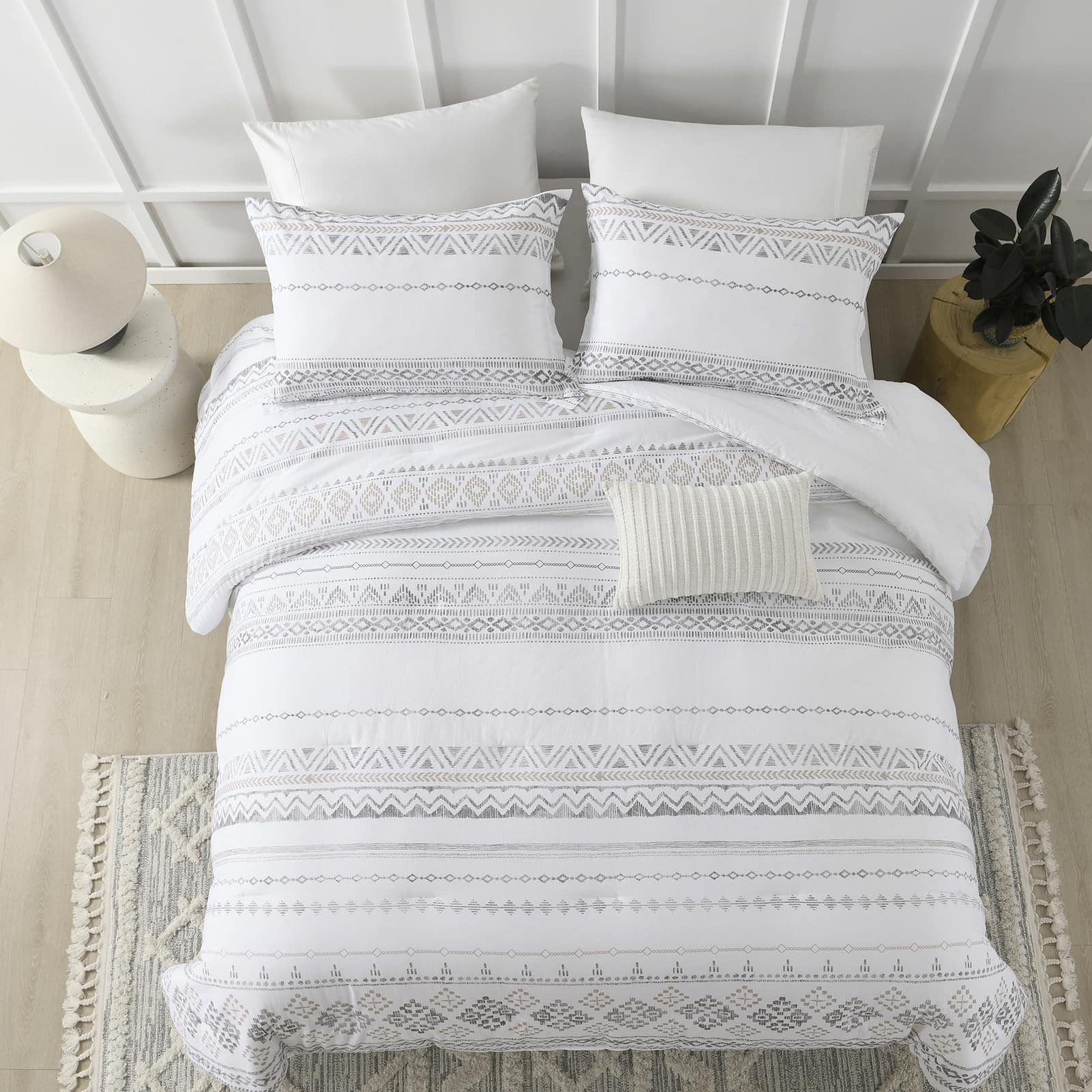Juego de edredón SahSahCasa King, edredón blanco boho para - Imagen 4