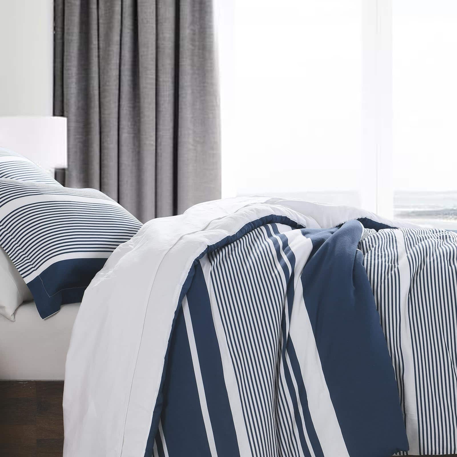 Juego de Edredón Queen Finlonte, Edredón a Rayas Azul - Imagen 3