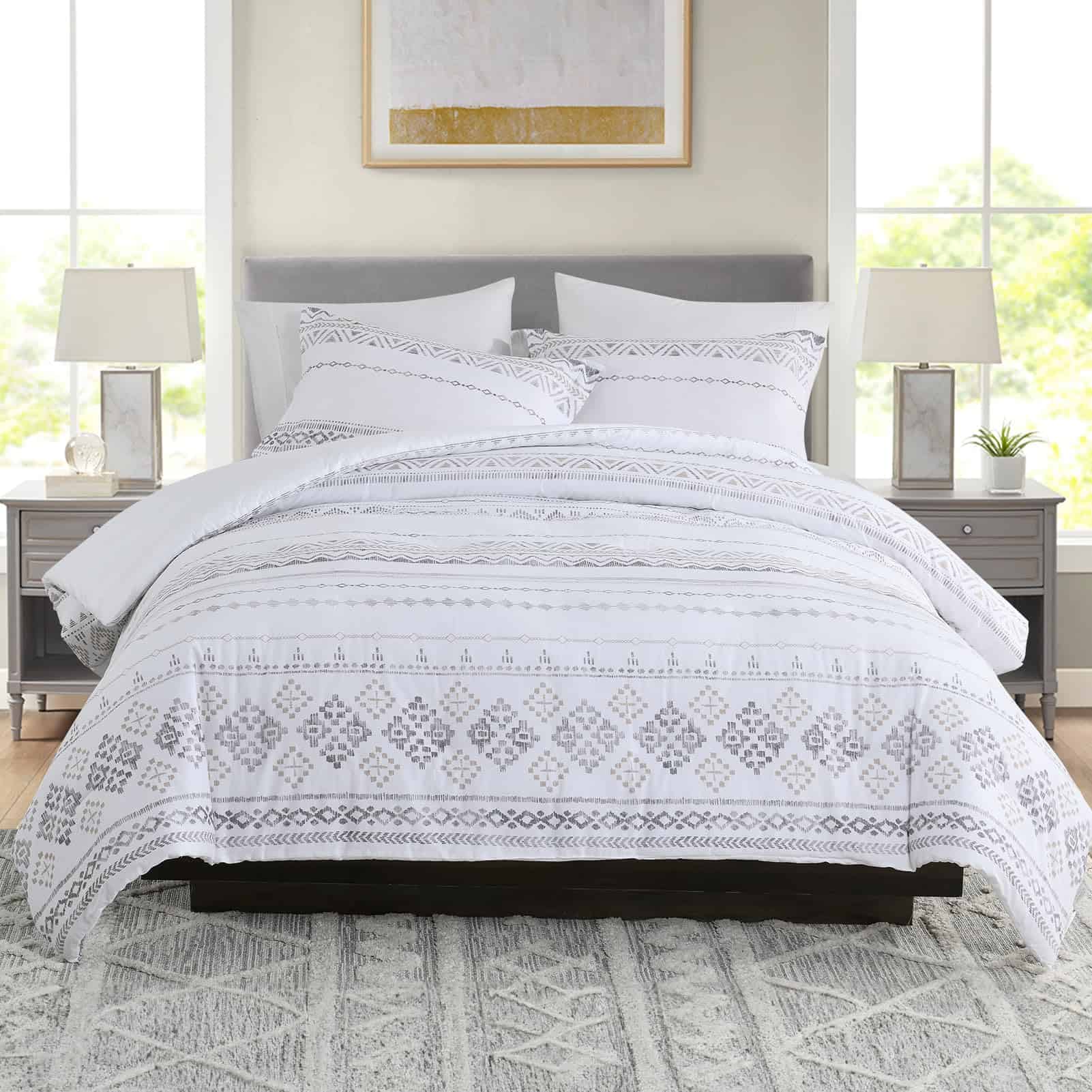 Juego de edredón CozyDH Boho Queen Size - 100% algodón